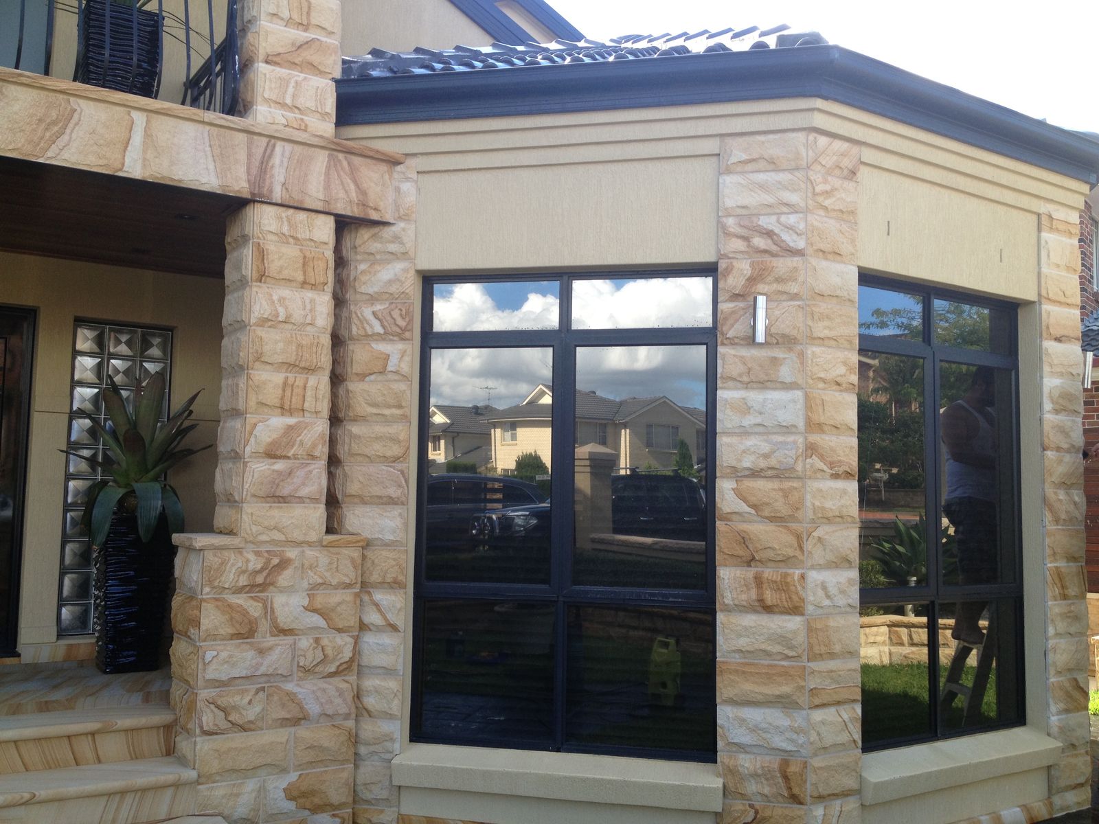 Sandstone clad facade — Mega Stoneworks, Sydney