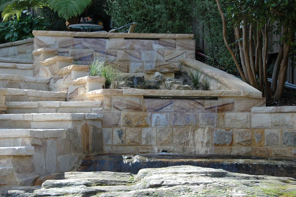Sandstone water feature — Mega Stoneworks, Sydney
