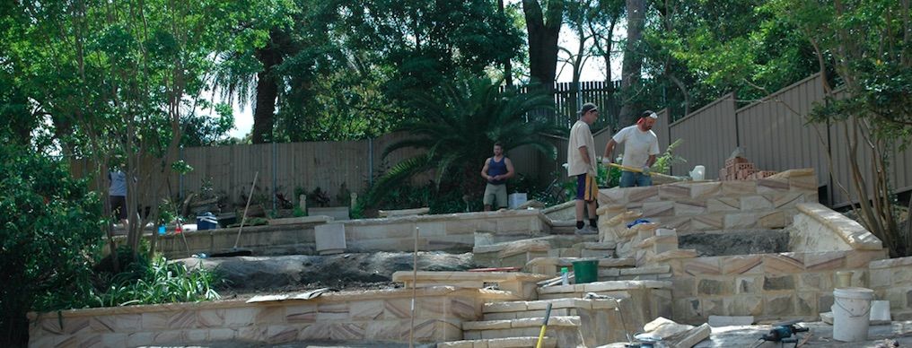 Rock garden under construction — Mega Stoneworks, Sydney